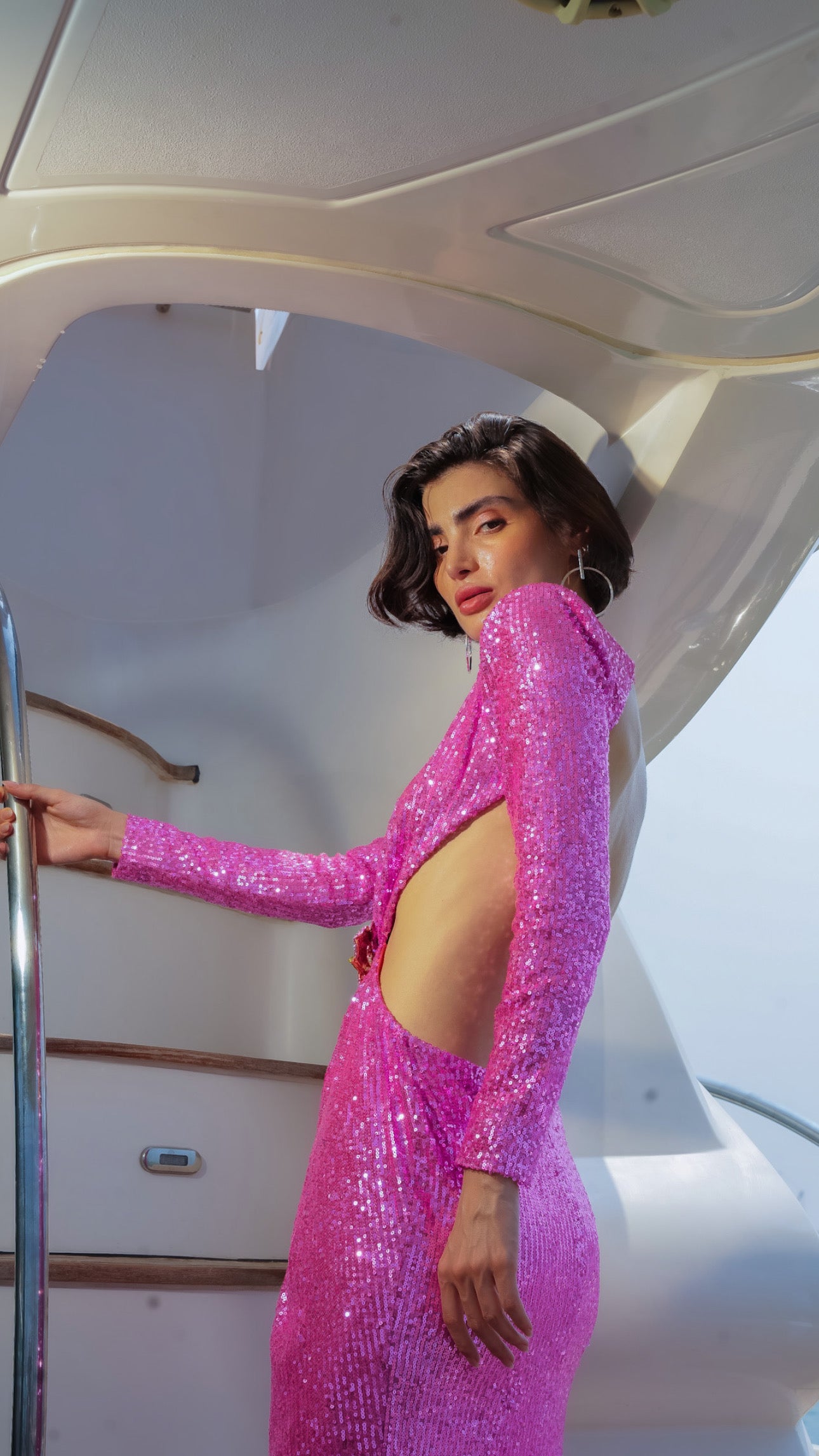 BLING SEQUINS ROSE PINK DRESS