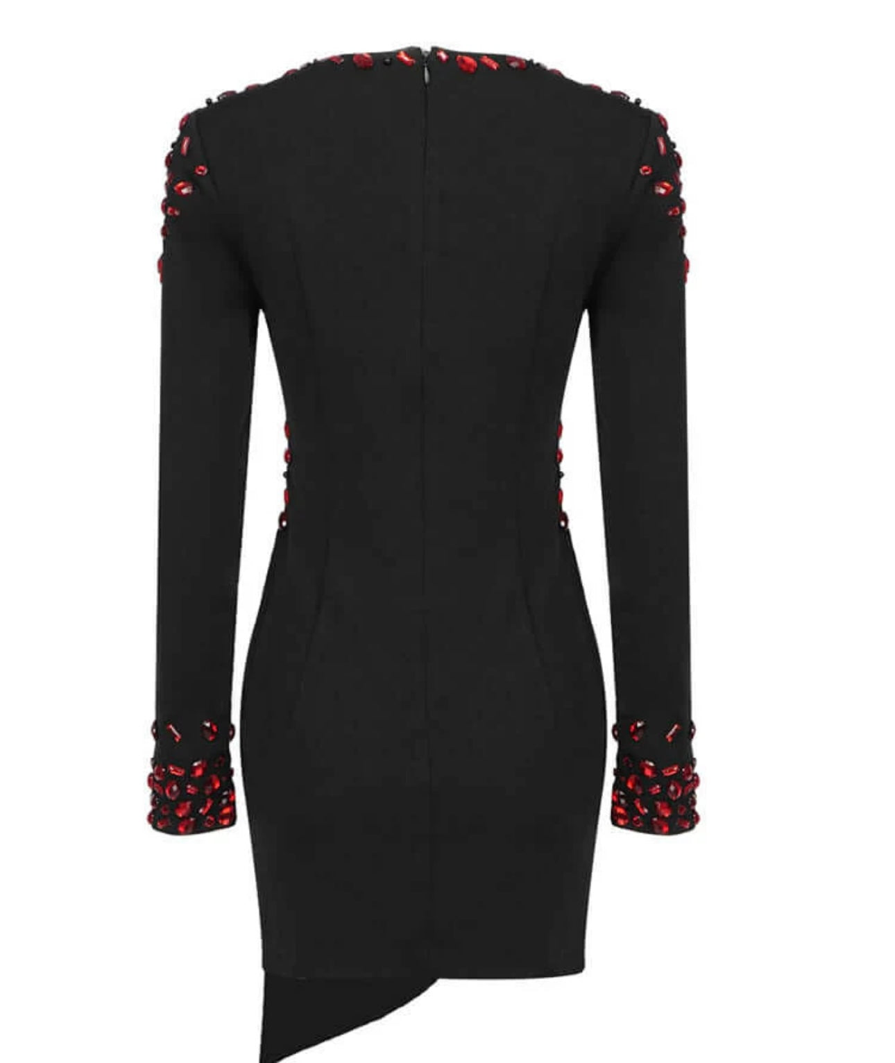 CRYSTAL DESIGN LONG SLEEVE BANDAGE DRESS