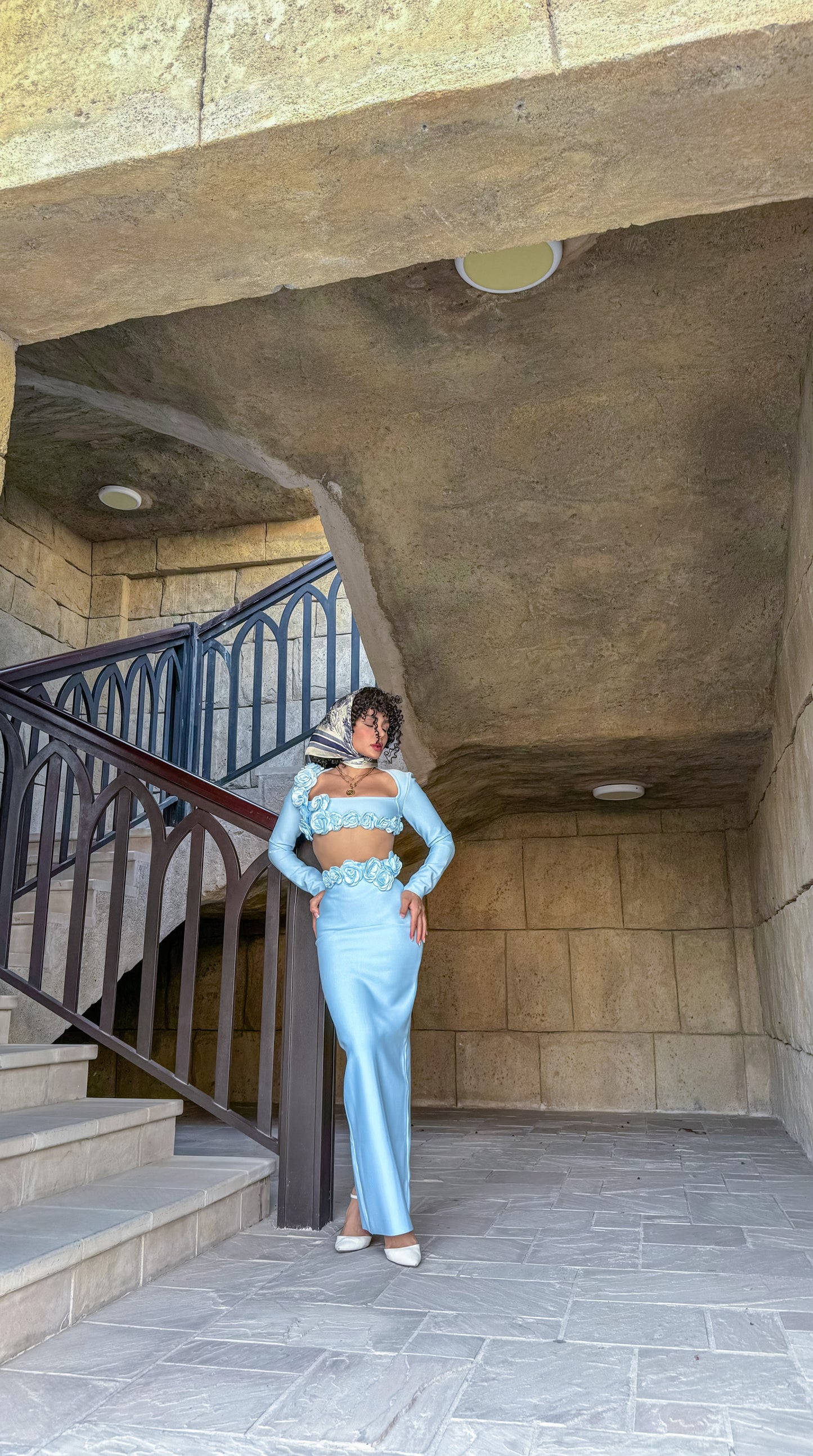 BLUE PRINCESS MAXI SKIRT AND TOP BABY BLUE