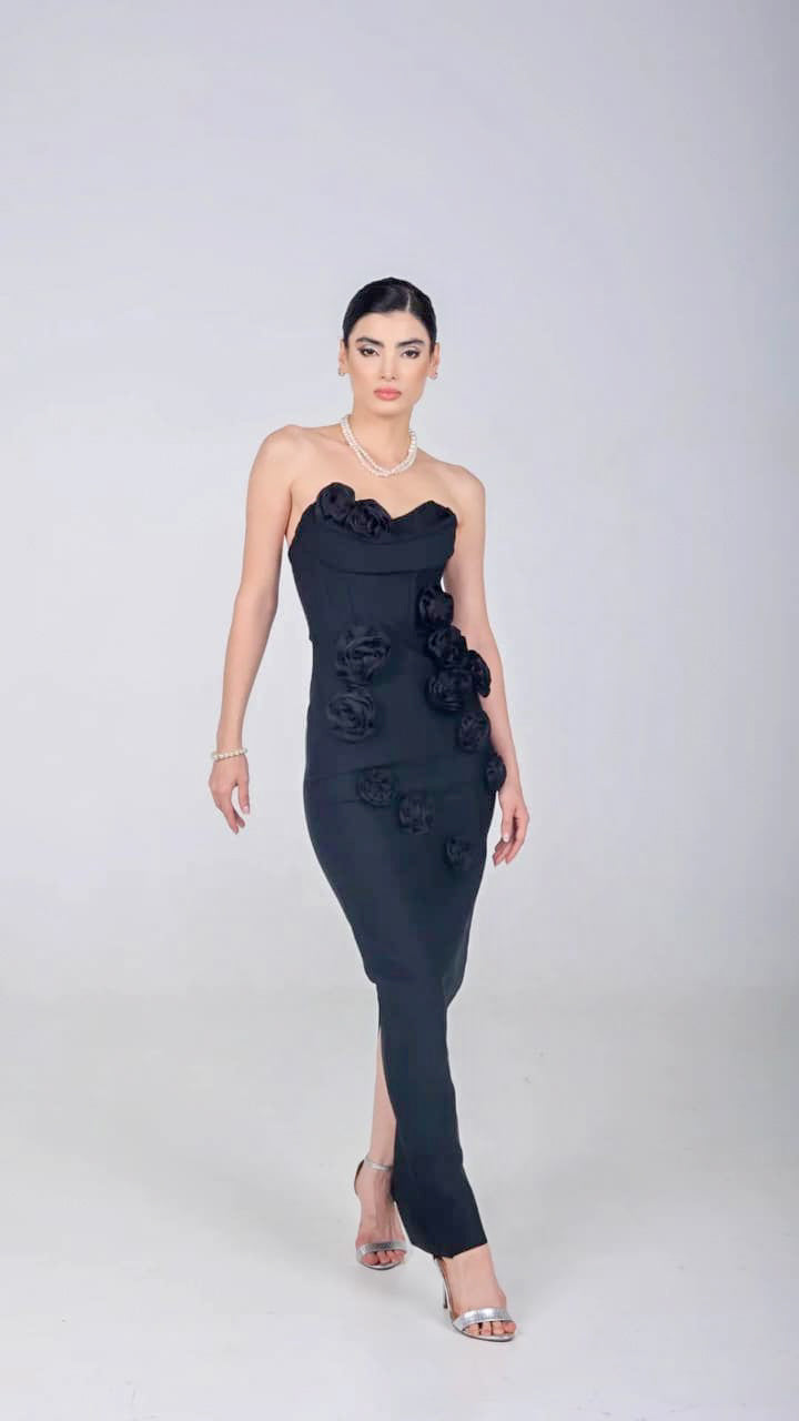 CINDY ELEGANT STRAPLESS BANDAGE MAXI GOWN