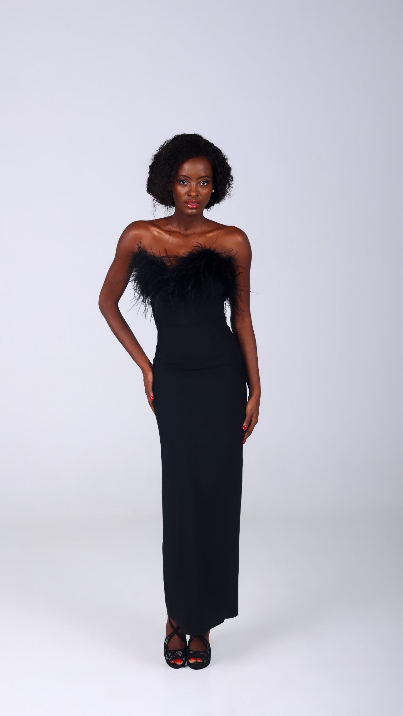 VALENTINA BLACK MIDI BANDAGE DRESS