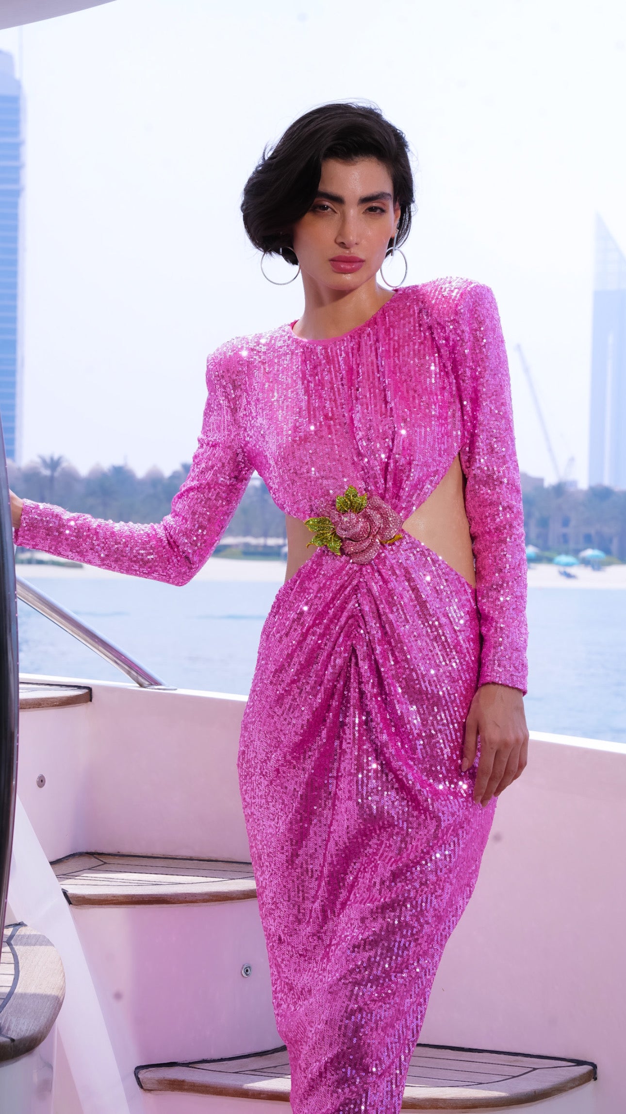 BLING SEQUINS ROSE PINK DRESS
