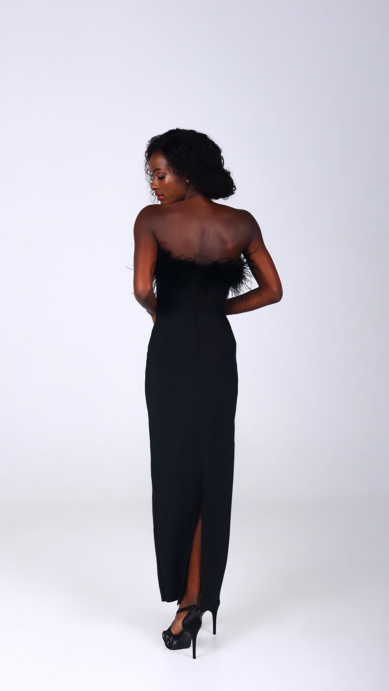 VALENTINA BLACK MIDI BANDAGE DRESS