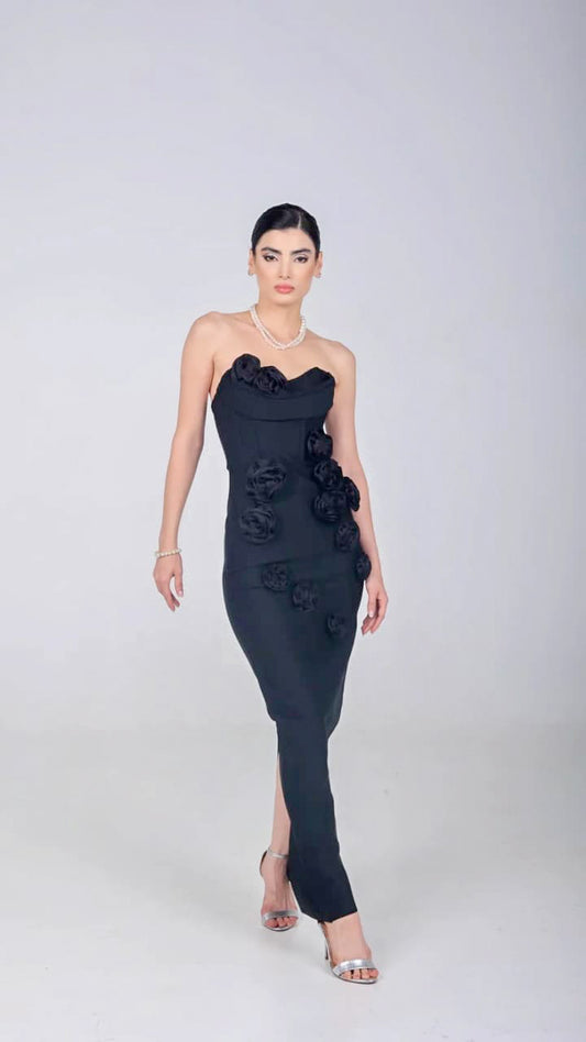 CINDY ELEGANT STRAPLESS BANDAGE MAXI GOWN