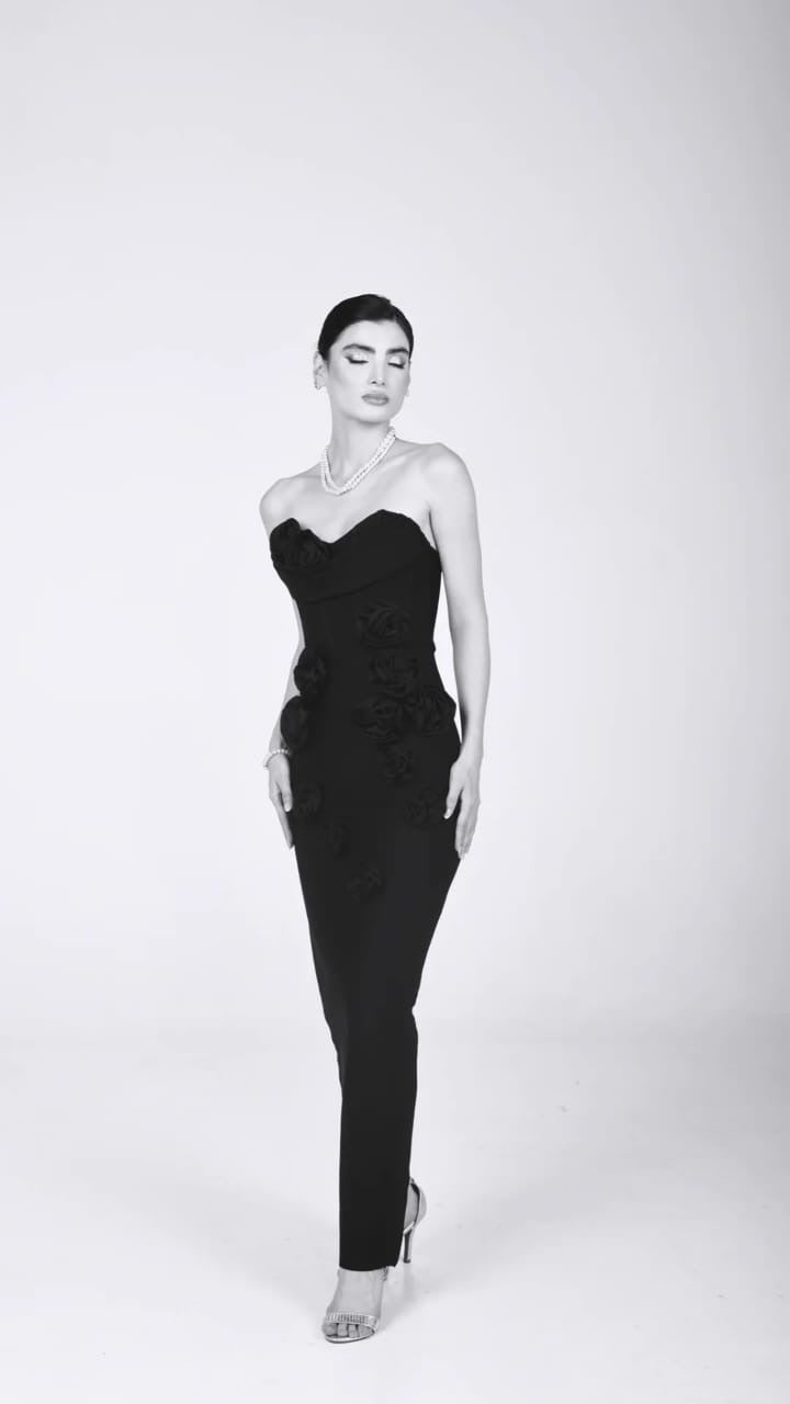 CINDY ELEGANT STRAPLESS BANDAGE MAXI GOWN
